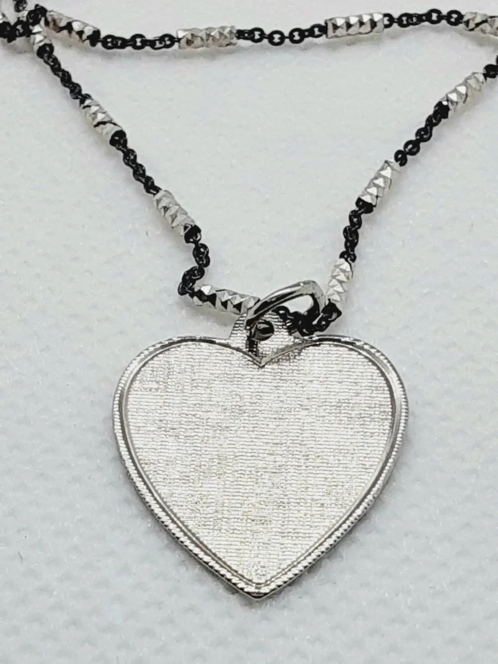 NEW 18 inch 925 silver oxidized fancy chain and textured heart pendant - Picture 5 of 11